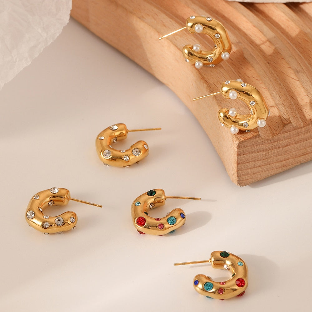 Belle CC Shape Hoop Earrings