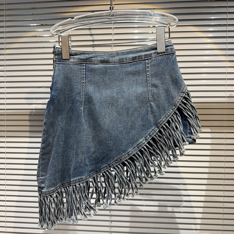 Belle Curved Denim Skirt