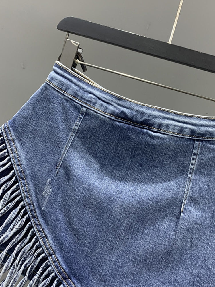 Belle Curved Denim Skirt