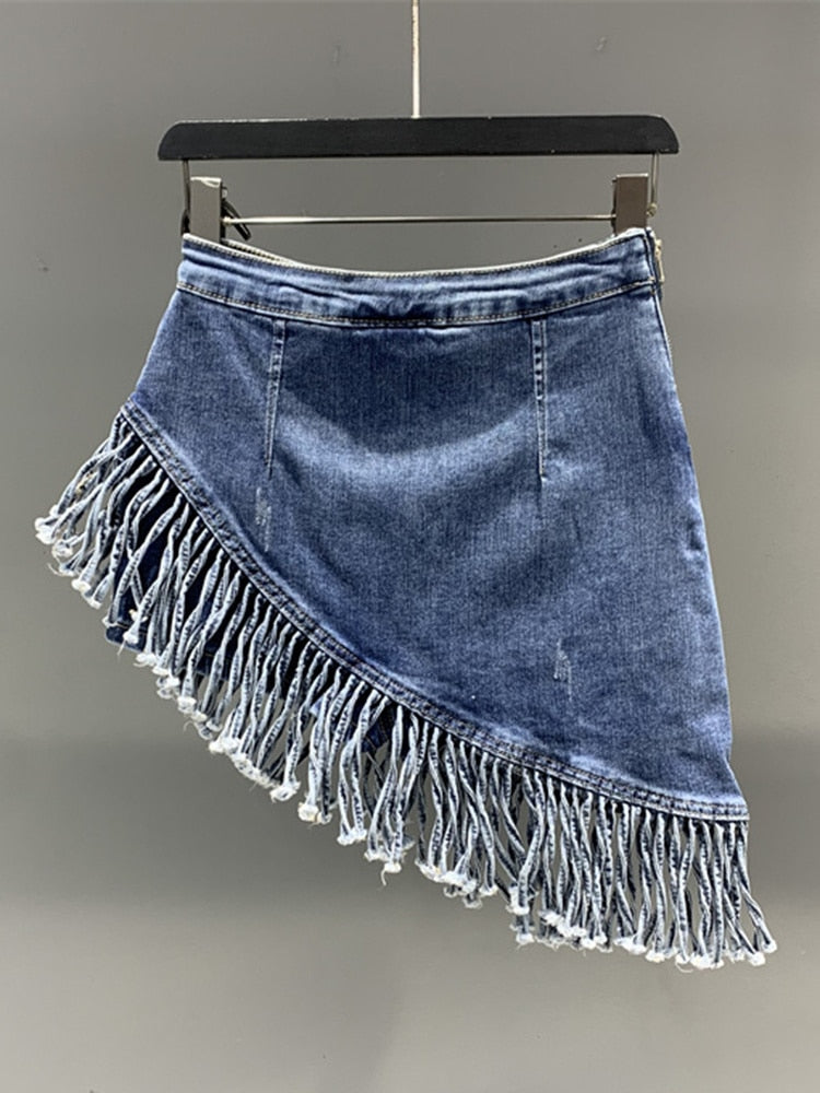 Belle Curved Denim Skirt