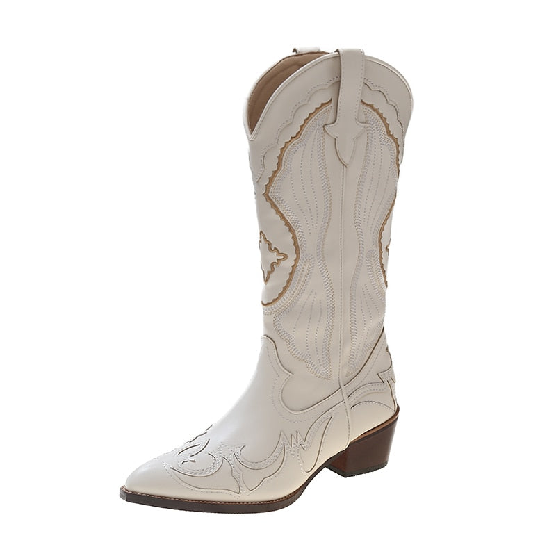 Belle White Knee High Boots