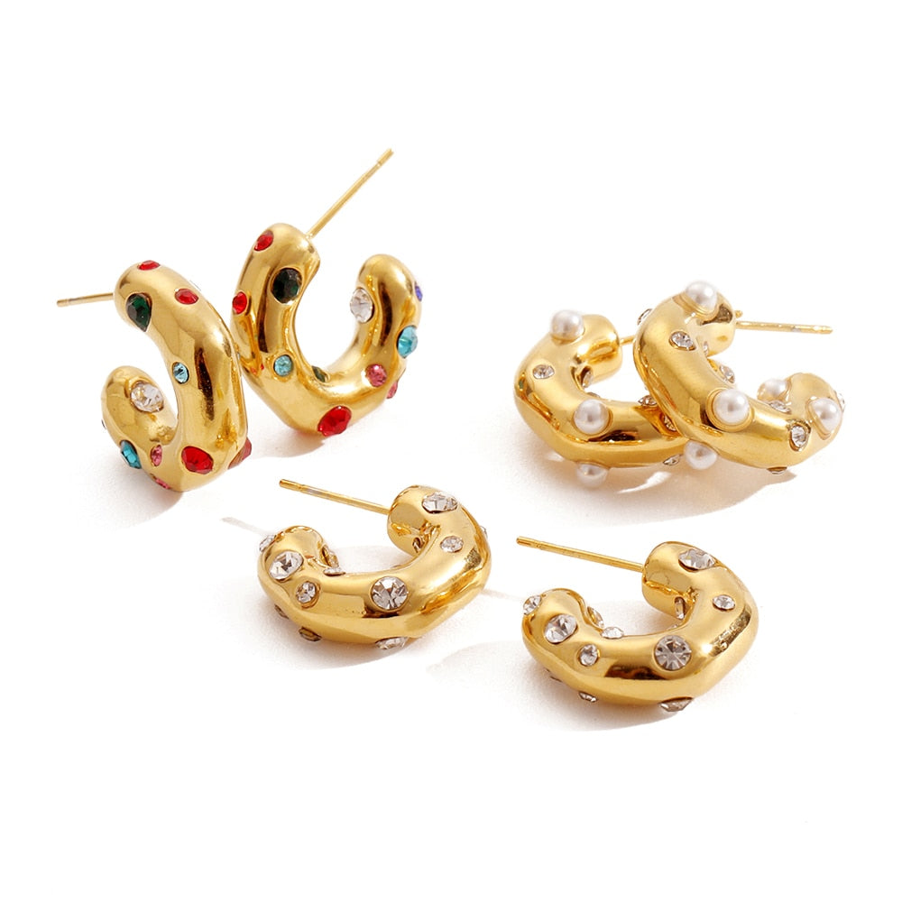 Belle CC Shape Hoop Earrings