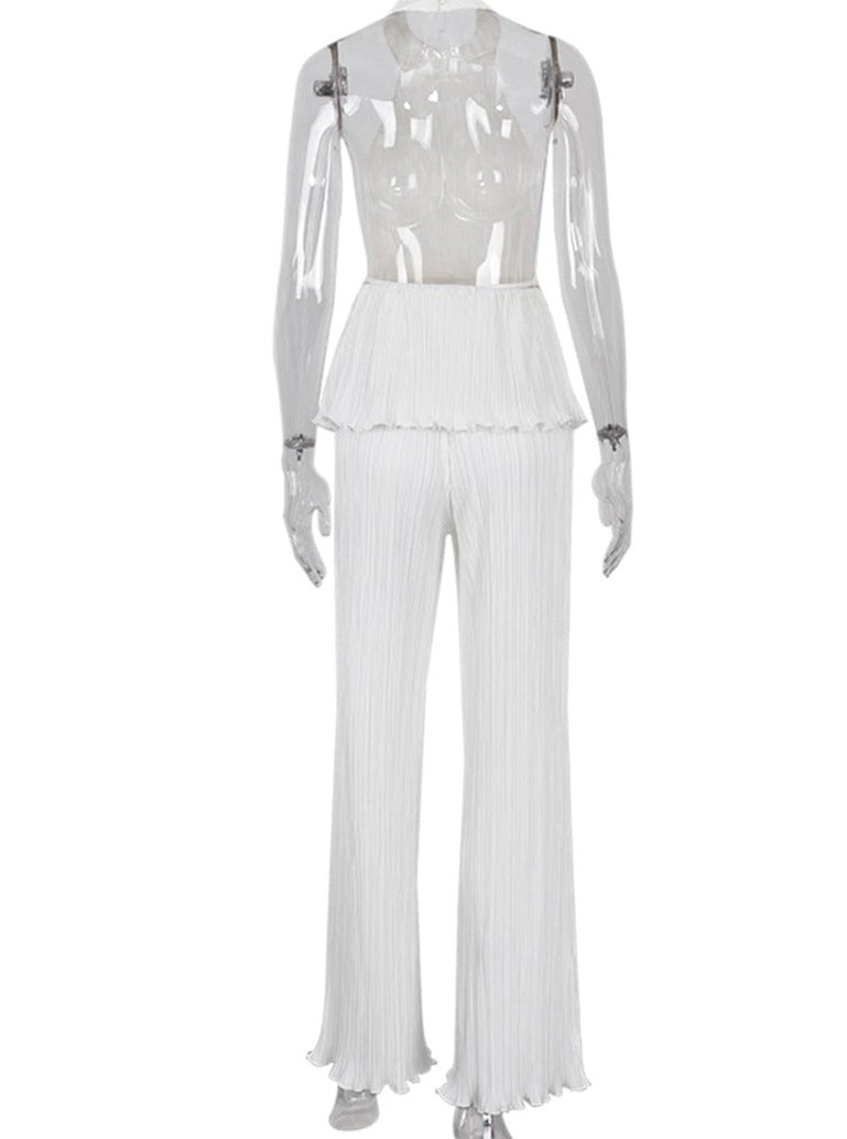 Belle White Pleated Set